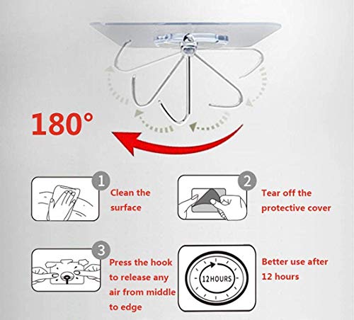 20 Pack Heavy Duty Transparent Adhesive Hooks - Waterproof & Reusable