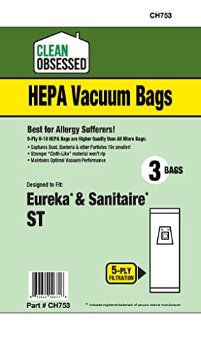 HEPA Vacuum Bags for Eureka & Sanitaire Type ST - 3 Pack