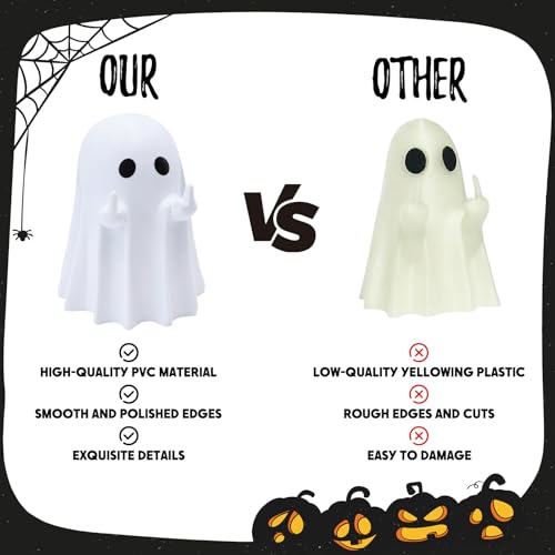 Funny Halloween Ghost Figurine - Spooky Middle Finger Resin Decor