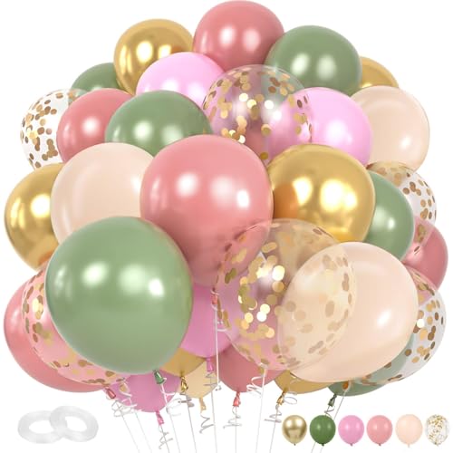 Pink & Green Balloon Garland Kit - 60pcs Sage & Dusty Pink Party Decor
