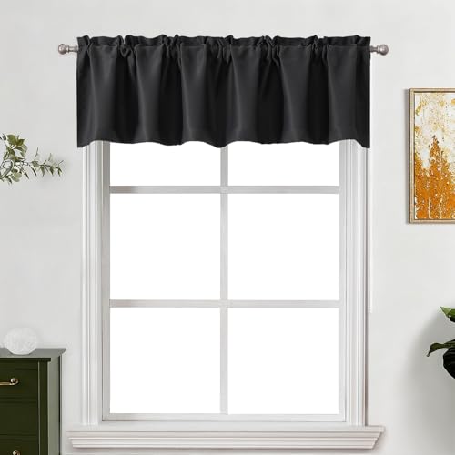 Lecloud Blackout Valance for Windows 14 Inch Length, 60" W x 14" L, Pack of 1, Black - Model Variation