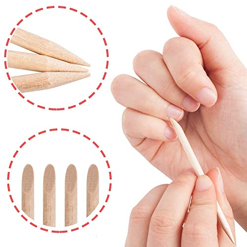 AMOSTBY 150 Pcs Natural Wood Cuticle Pusher Orange Sticks for Nail Care