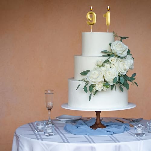 Gold Number 91 Birthday Candle - Elegant 3D Cake Topper Decor