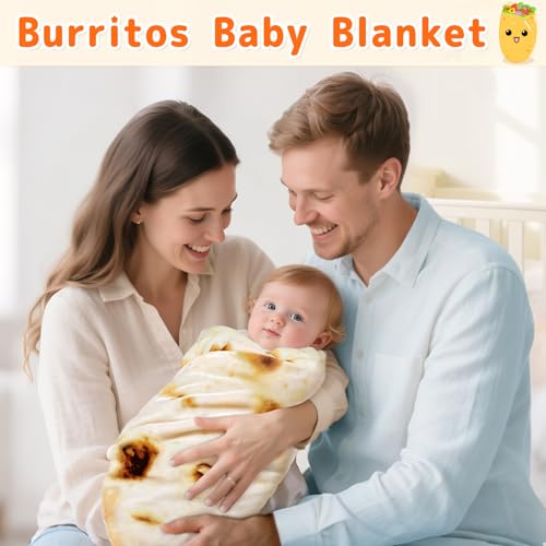 CASOFU Burrito Tortilla Swaddle Blanket - Beige, 36 Inches Soft Flannel Baby Blanket