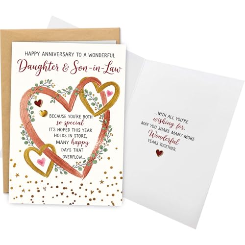 Elegant Anniversary Card for Daughter & Son-in-Law - Heartfelt Design