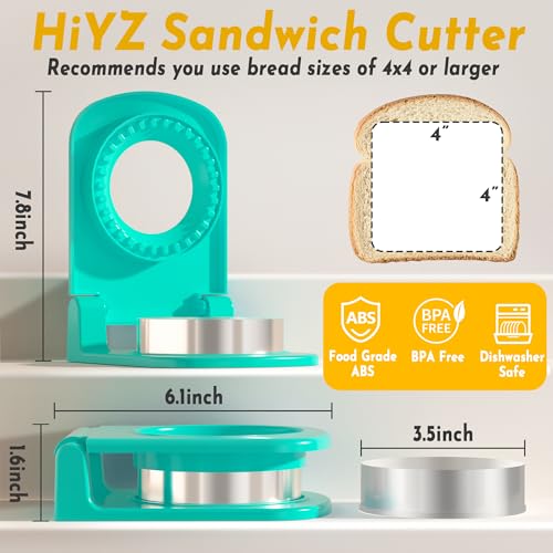 HiYZ Stainless Steel Sandwich Cutter and Sealer - Green Crustless Maker