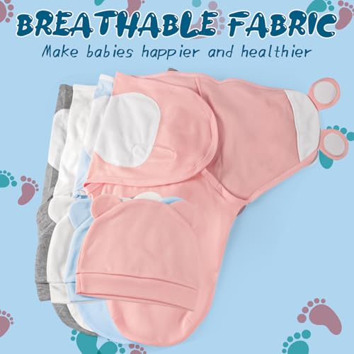 Fecawd Baby Swaddle Sleep Sack with Hat - Blue, One Size (0-3 Months)