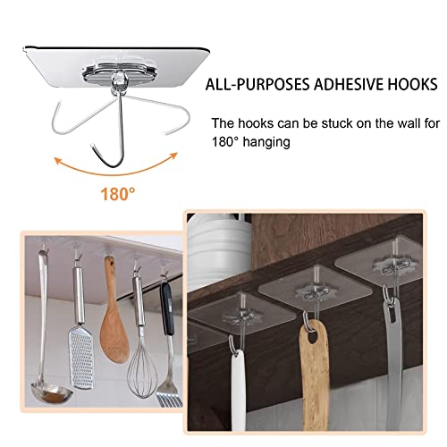 20 Heavy Duty Adhesive Hooks for Hanging - Strong Wall & Ceiling Hooks