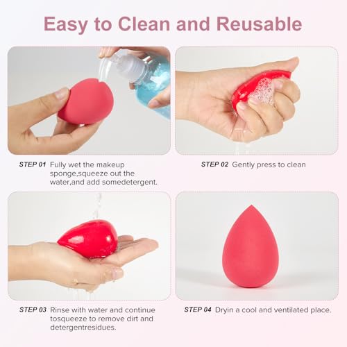 QIBANHUA 3-Piece Makeup Sponge Set - Large and Mini Beauty Blender Sponges
