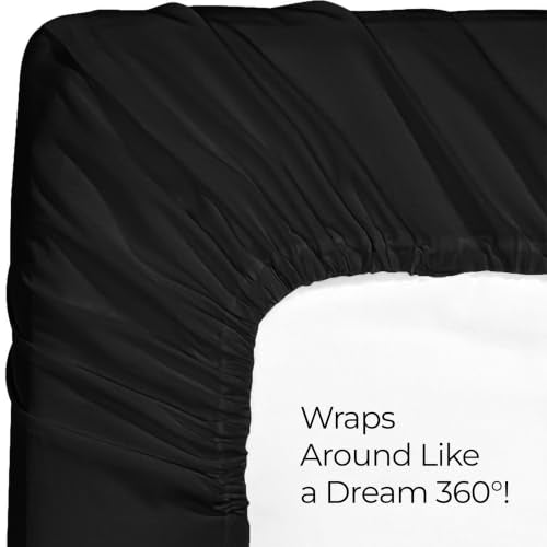 Twin XL Fitted Sheets Set - 2 Pack, Black, Deep Pocket