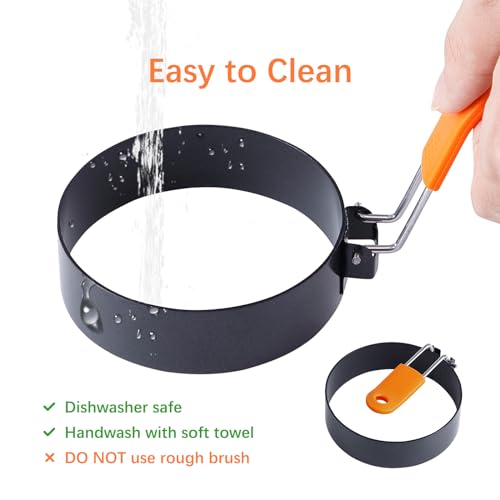Large Egg Ring Set with Oil Brush - 3.5 Inch, 2 PCS Egg Molds