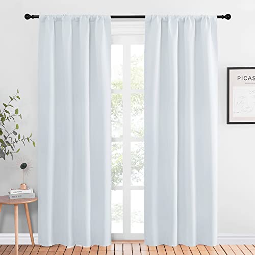 NICETOWN Greyish White Room Darkening Curtains 42" x 84" (2 Panels)