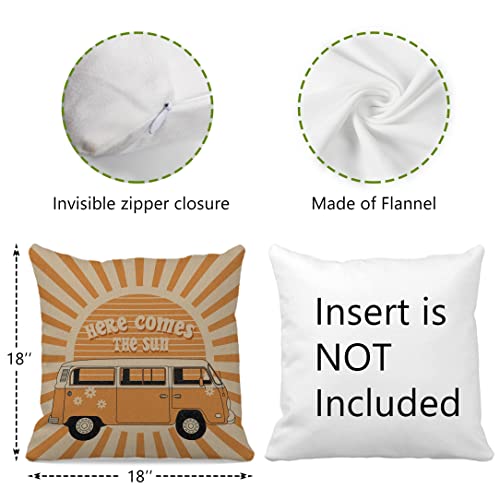 Sunshine Decorative Pillow Cover - 18x18 Retro Flannel Cushion