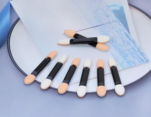 Dual-Sided Eyeshadow Sponge Applicator Brushes with Storage Container, 20 Pack