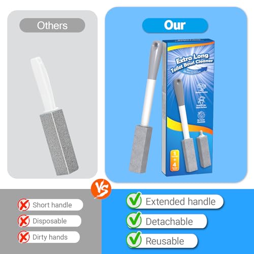 4-Pack Pumice Stone Toilet Bowl Cleaner with Long Handle