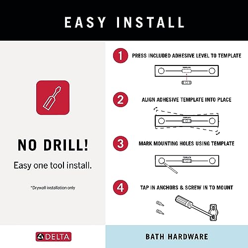 Delta Arvo (1-Pack) Hand Towel Holder SpotShield Brushed Nickel Towel Racks for Bathroom Wall Square Towel Ring Holder for Bath Towel Hanger for Kitchen, Bathroom Accessories ARV46-DN