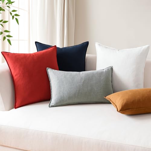 OTOSTAR Decorative Linen Throw Pillow Cover 22" x 22" - Hazel