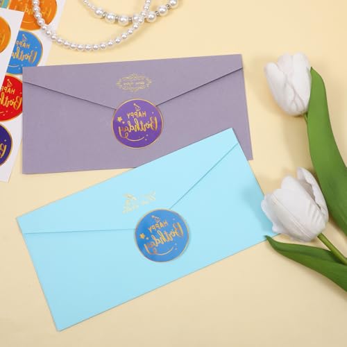 120 Gold Foil Happy Birthday Stickers - 1.5" Round Labels for Cards & Gifts