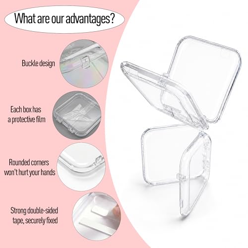 6 Clear Acrylic Press On Nail Storage Boxes with Adhesive Tapes