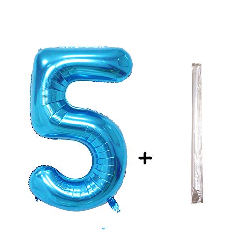 Jumbo 40 Inch Blue Number 5 Foil Balloon Helium Party Decoration