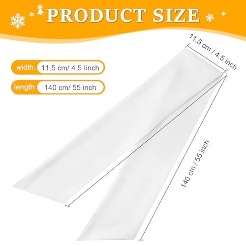 QIFUNEY White Wreath Sash Set for Front Door - 55''x4.5'' (2PCS)