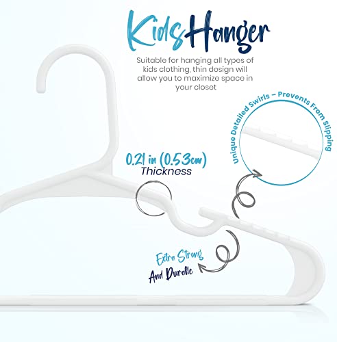 Utopia Home Kids Hangers 60 Pack - 11.5 Inch White Plastic Hangers