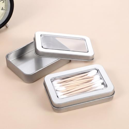 Portable Cotton Swab Holder Metal Storage Box - 2 Pcs Travel Organizer