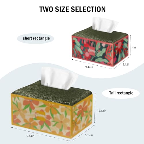 PARIERIS PU Leather Tissue Box Cover - Tall Rectangle Facial Tissue Holder