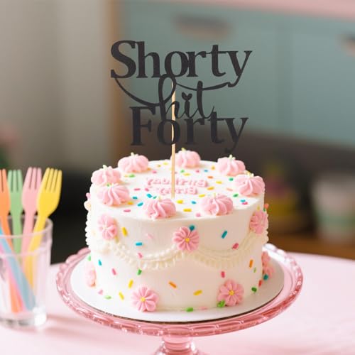 Elegant Black Glitter 40th Birthday Cake Topper for Men & Women