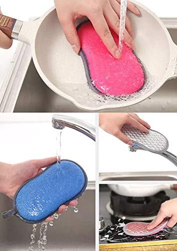 HOVhomeDEVP Non-Scratch Kitchen Scrub Sponges - Dual-Sided, Blue, 6 Pack