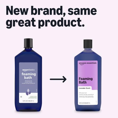 Amazon Essentials Lavender Scented Foaming Bath with Epsom Salt, 34 oz