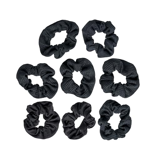 Goody Ouchless Jersey Scrunchies, Black, 8 Count - Damage-Free Hair Ties