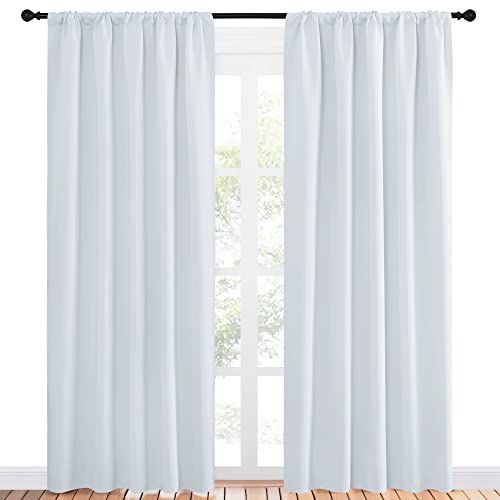 NICETOWN Blackout Curtains - 52" x 84" Greyish White Room Darkening Drapes