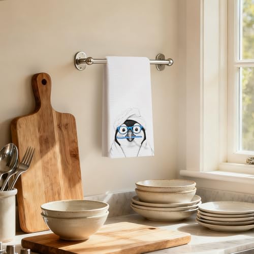 Funny Penguin Hand Towels - 16x24 Inch Decorative Towels for Bathroom