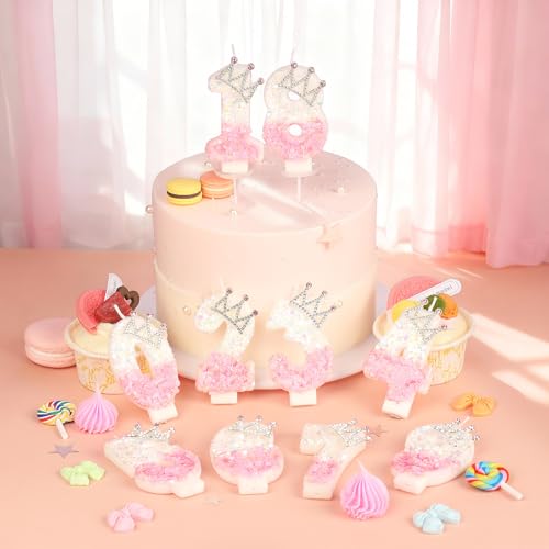 Pink Crown Number 1 Birthday Candle for Princess Parties