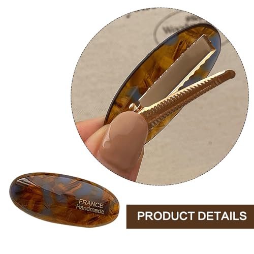 Volwiqu 3PCS French Tortoise Shell Hair Barrette Small Metal Hair Clips