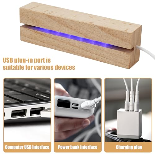 Dimmable Wooden LED Light Base Stand for Acrylic Art & Photos