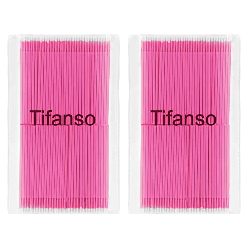 Tifanso 400PCS 2mm Disposable Micro Cotton Swabs for Lash Extensions, Pink