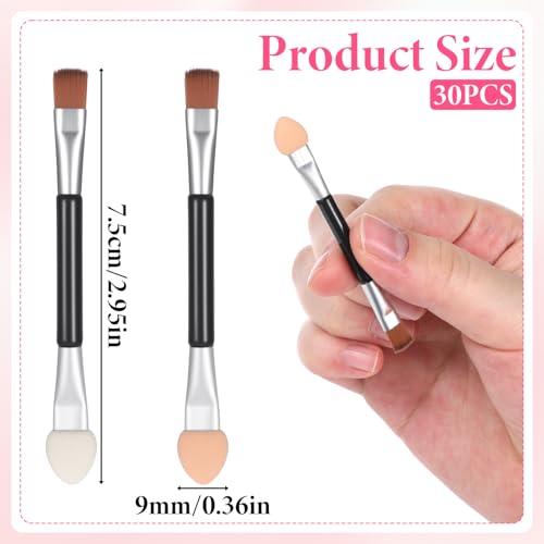 Tiesome 30Pcs 2-in-1 Eyeshadow Smudge Brush & Sponge Applicators