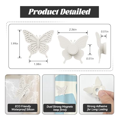 Magnetic Silicone Shower Curtain Clips - 3 Pack, Windproof & Waterproof
