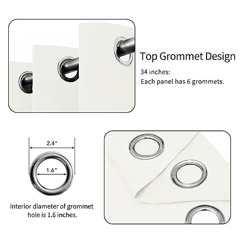 Easy-Going Thermal Grommet Curtains, 2 Panels 34x84 in, Ivory