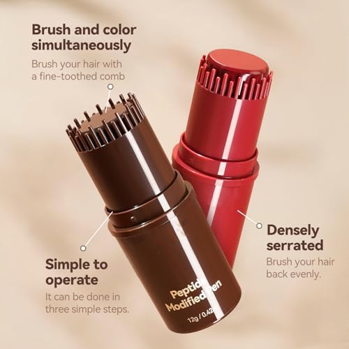 AKARY Peptide Gray Hair Cover Stick & Comb - Waterproof Root Concealer (Black)