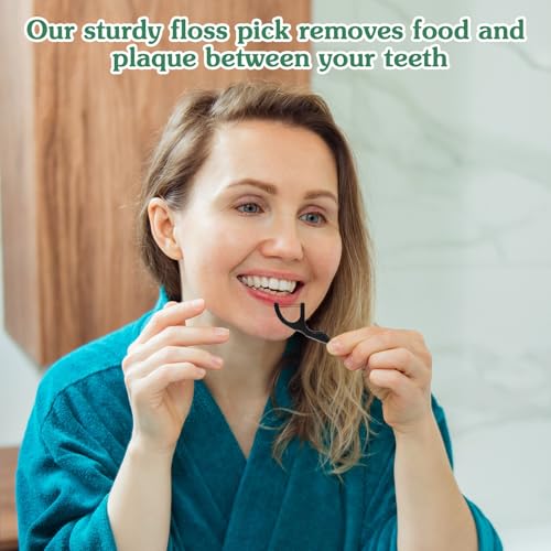 Dual Line Dental Floss Picks 100 Count Bulk Toothpicks Black
