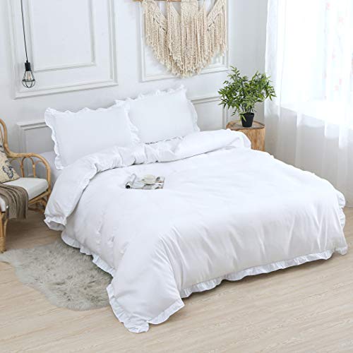 MoonxHome Ruffled Pillow Shams, Standard Size (20x26 inches) - White, Pack of 2