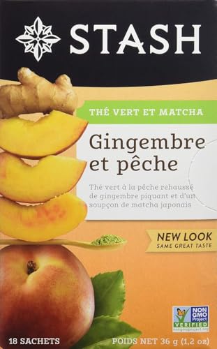Stash Tea Green Tea Ginger Peach with Matcha - 18 Count Pack
