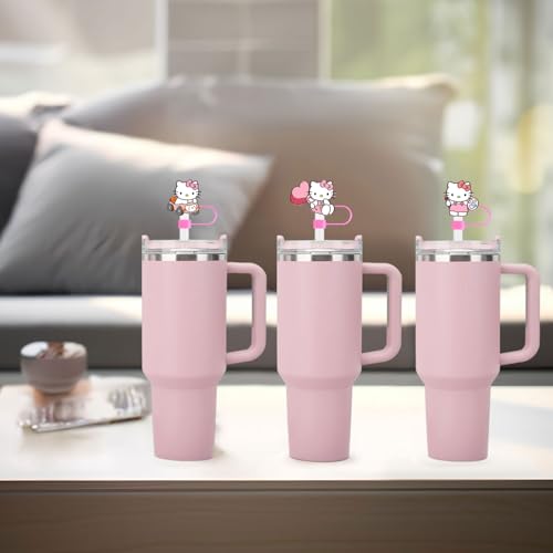 7-Piece Cute Silicone Straw Cover Set for Stanley 40oz Tumbler - Pink