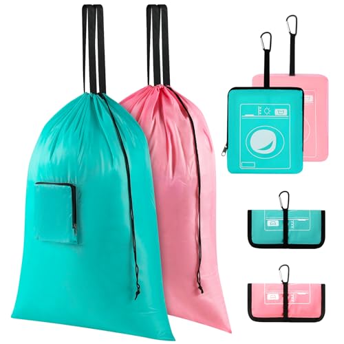 24" x 33" Heavy Duty Travel Laundry Bag with Handles - Blue+Pink