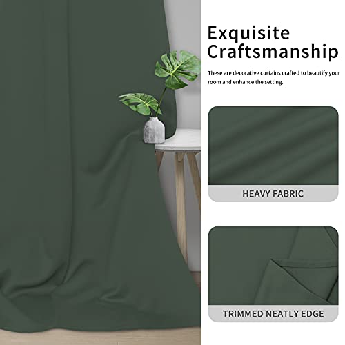 Easy-Going Greyish Green Thermal Blackout Curtains, 2 Panels 42x63