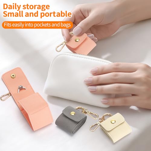 KUKUVR Mini Travel Jewelry Organizer Case with Keychain - Pink