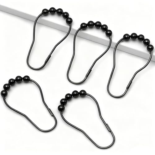 Cerpourt 12 Pcs Rustproof Metal Shower Curtain Hooks - Black